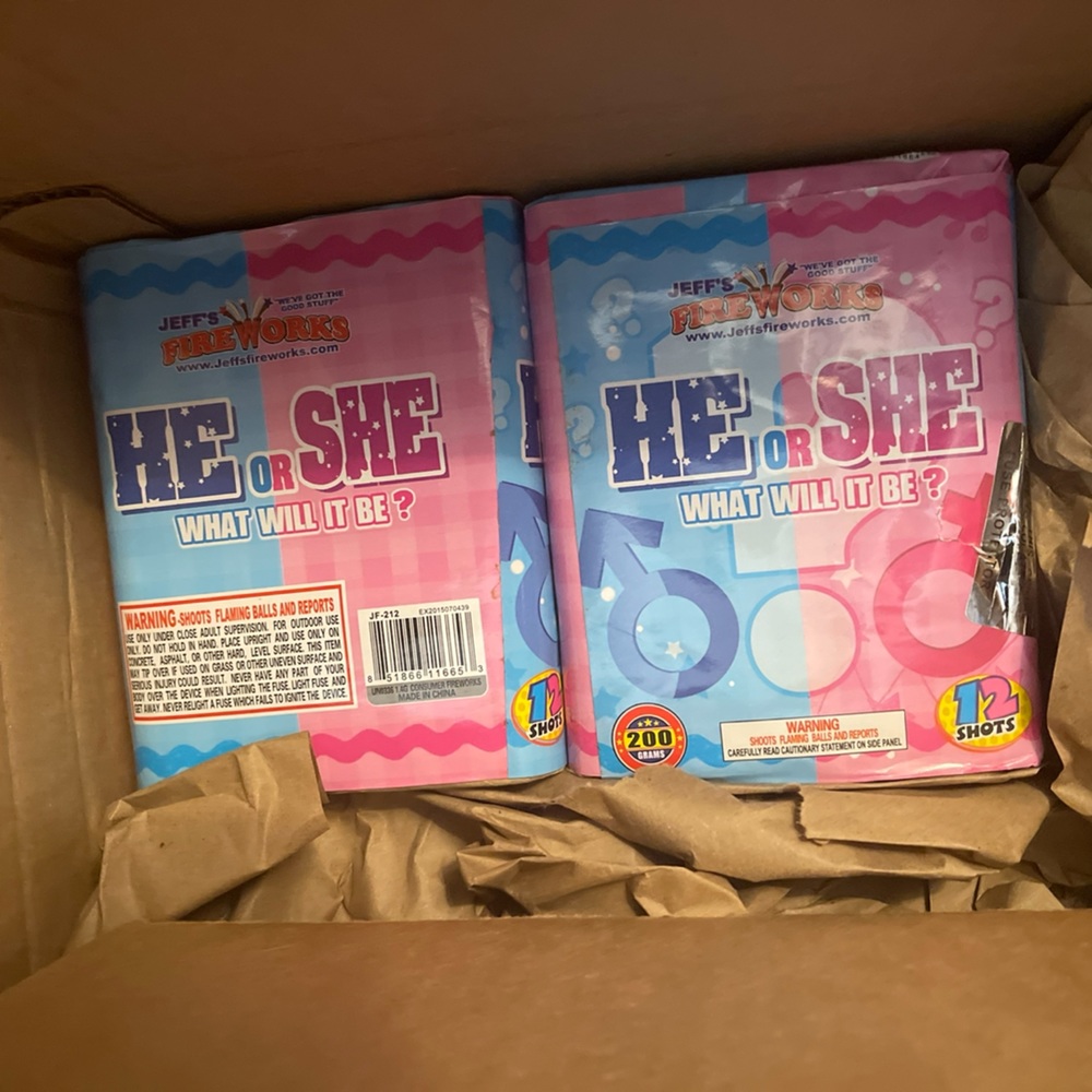 He Or She Fireworks Great for Party’s Or Gender Reveal ONLY BLUE LEFT.
